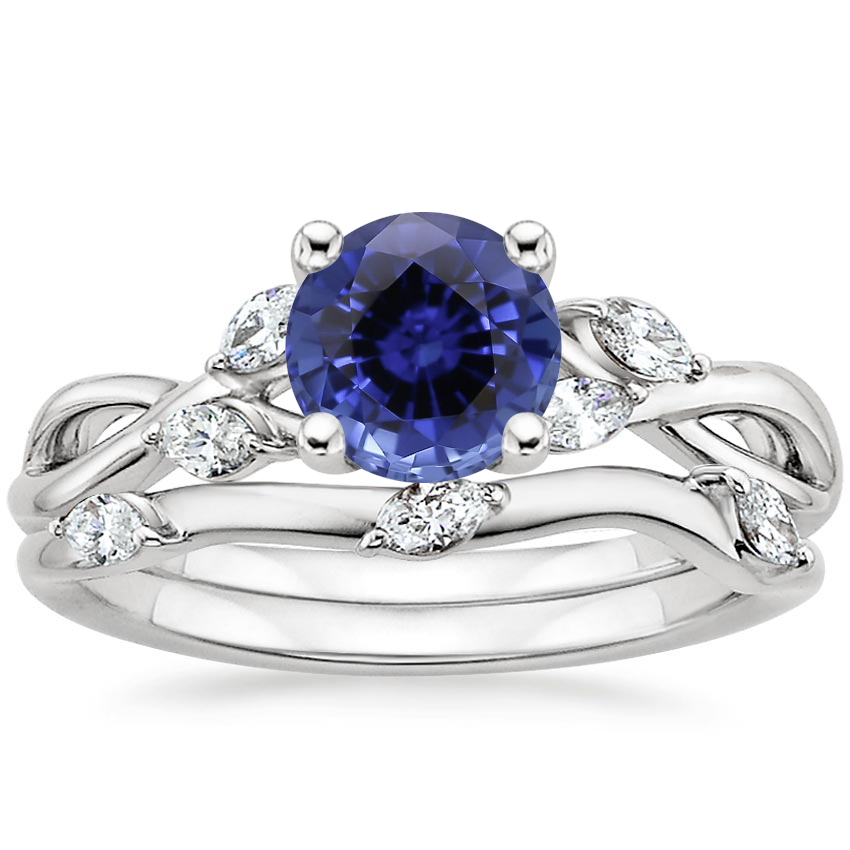 18KW Sapphire Willow Bridal Set (1/4 ct. tw.), top view