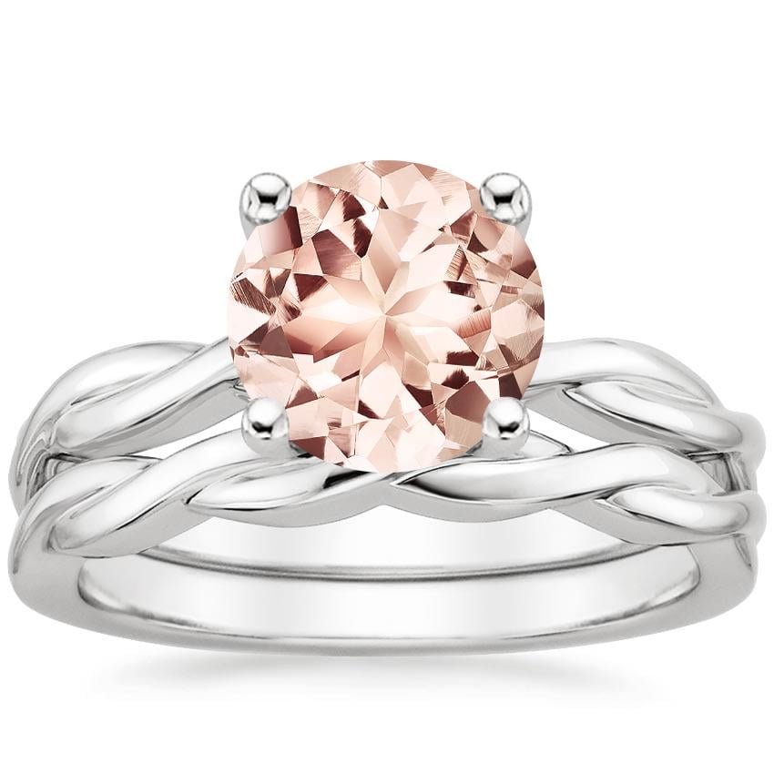 18KW Morganite Twisted Vine Bridal Set, top view