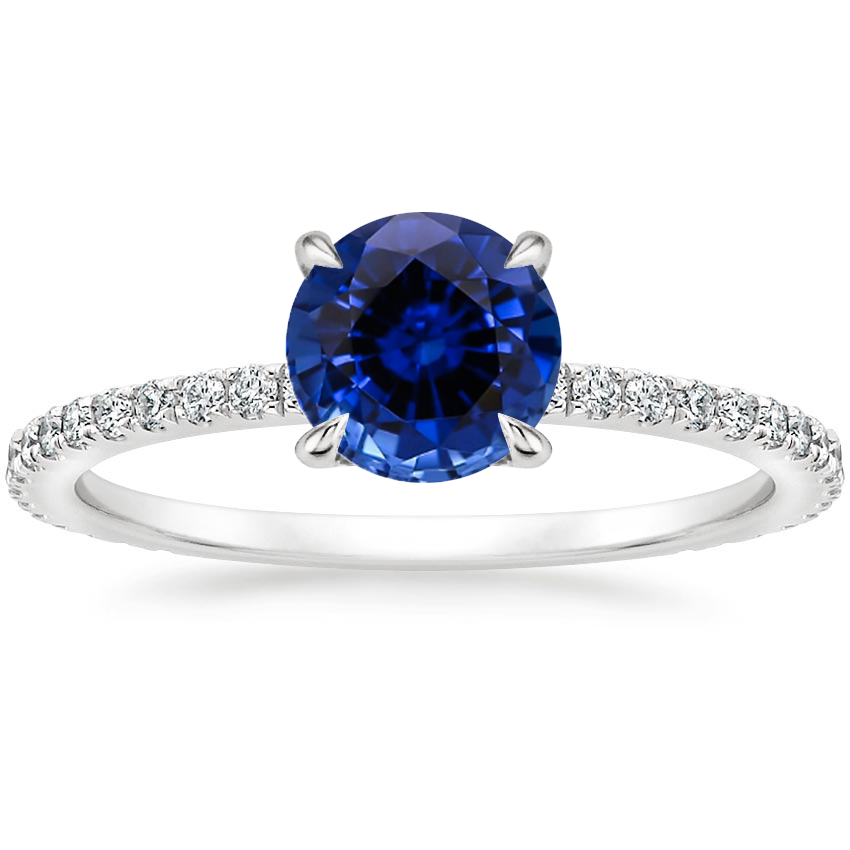 18K White Gold Demi Diamond Ring with Sapphire Accents (1/4 ct. tw.), large top view