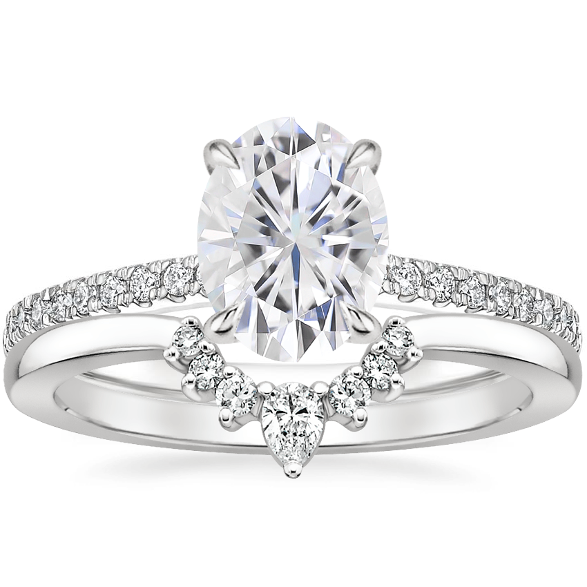 Platinum Petite Demi Diamond Ring (1/5 ct. tw.) with Lunette Diamond Ring
