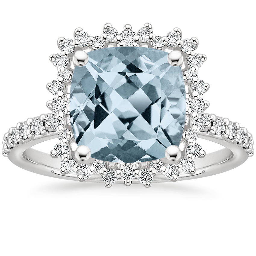Aquamarine Twilight Diamond Ring in Platinum