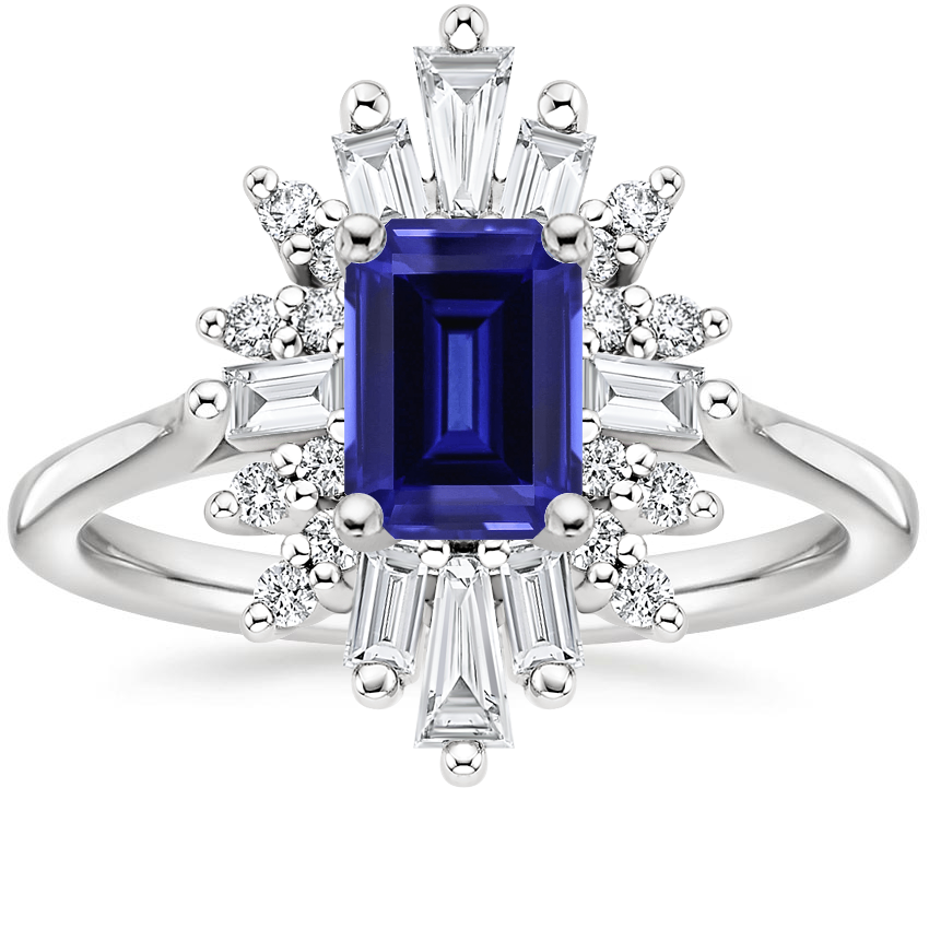Sapphire Arabesque Diamond Ring (1/2 ct. tw.) in 18K White Gold