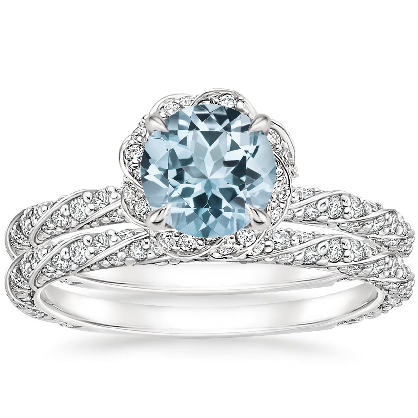 18KW Aquamarine Nova Diamond Bridal Set (3/4 ct. tw.), top view