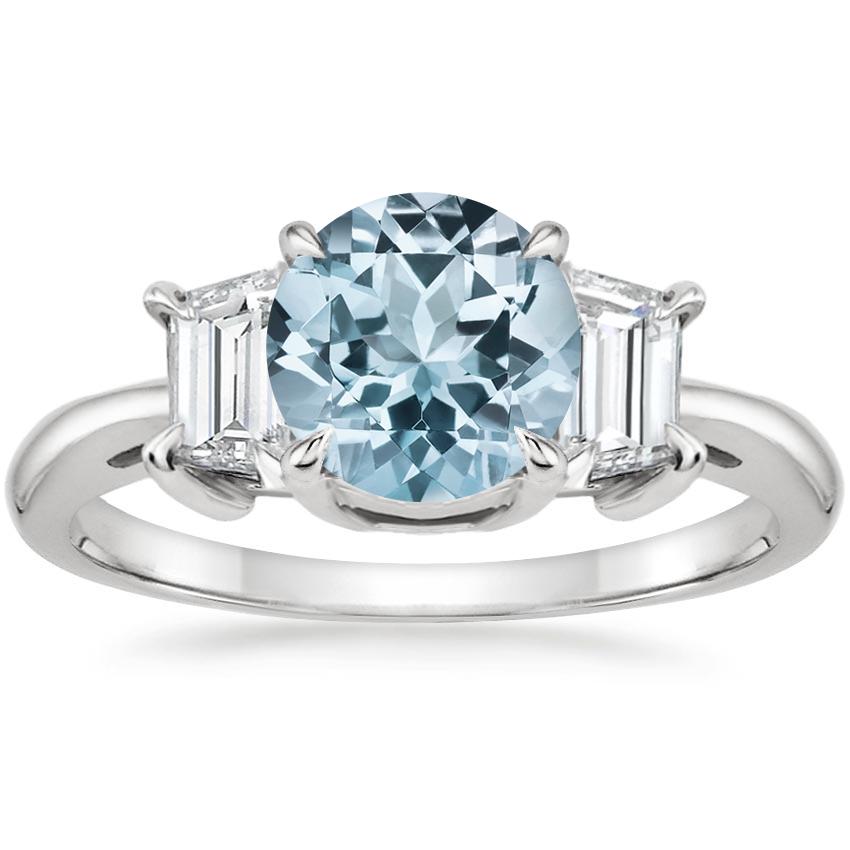 Aquamarine Embrace Diamond Ring in 18K White Gold