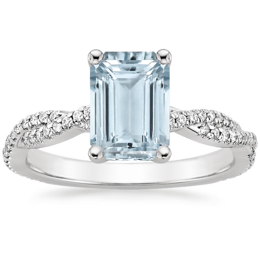 Aquamarine Petite Luxe Twisted Vine Diamond Ring (1/4 ct. tw.) in Platinum
