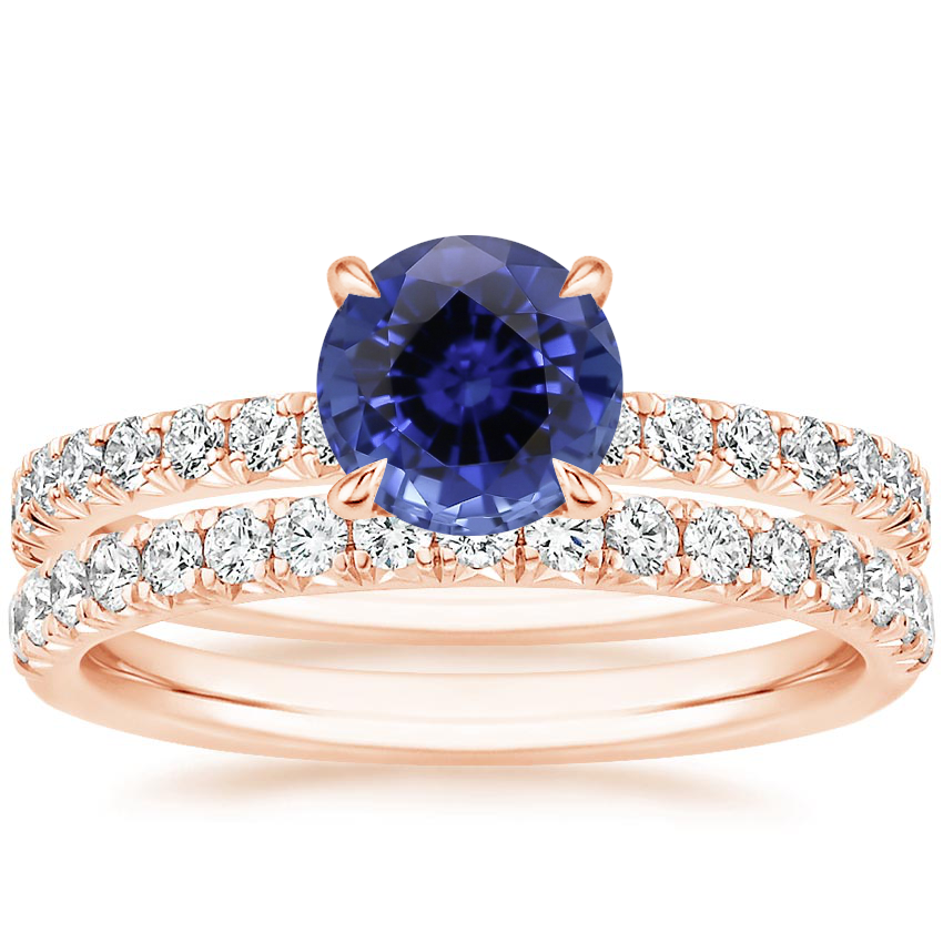 14KR Sapphire Amelie Diamond Bridal Set, top view