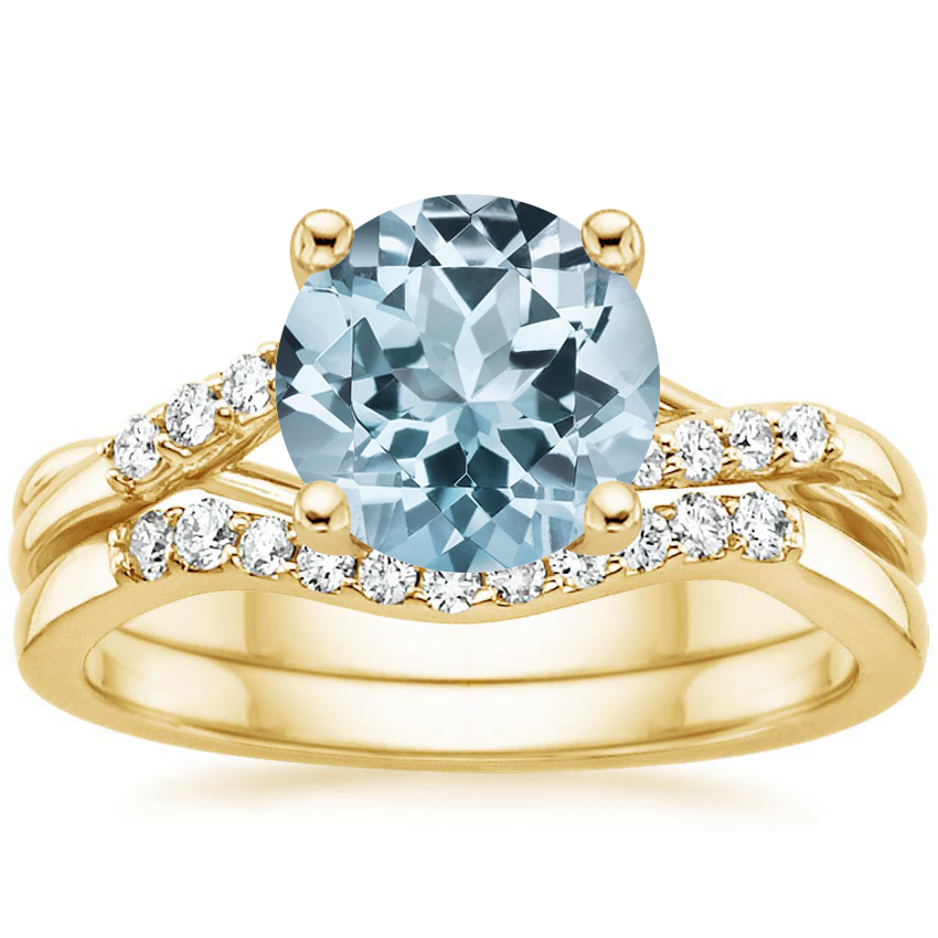18KY Aquamarine Chamise Diamond Bridal Set, top view