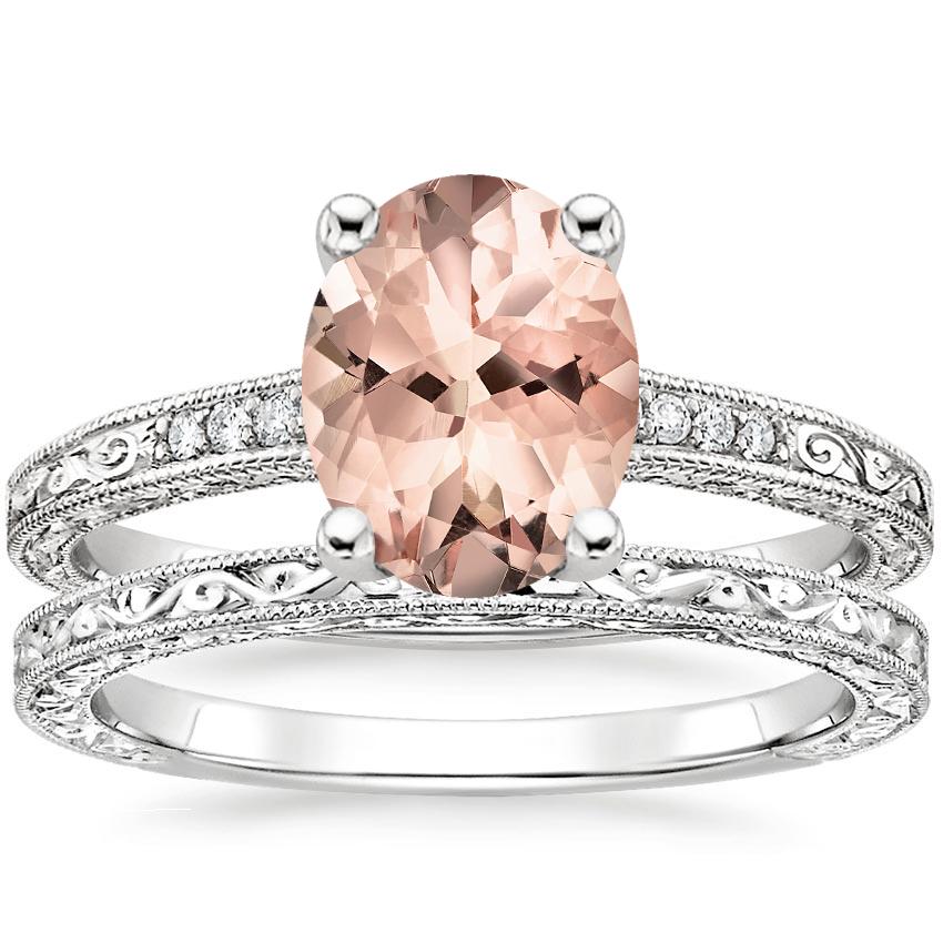 18KW Morganite Luxe Hudson Diamond Bridal Set, top view