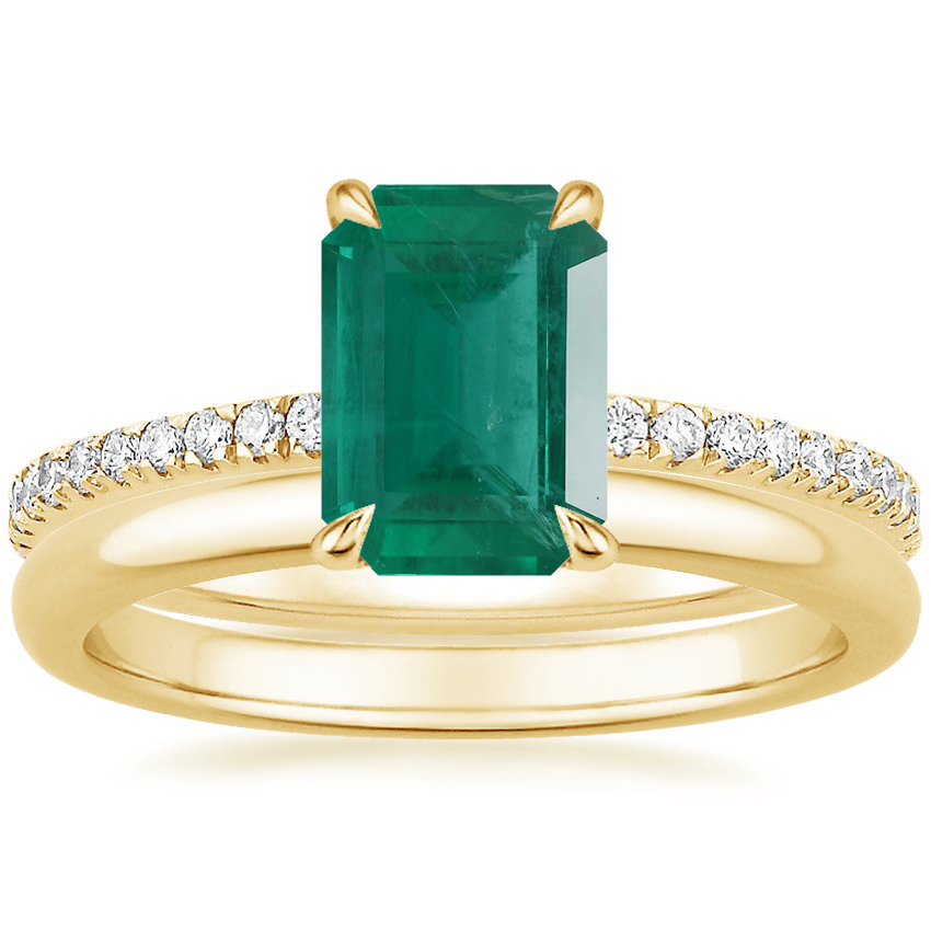 14K Yellow Gold Luxe Viviana Diamond Ring (1/3 ct. tw.) with 2mm Comfort Fit Wedding Ring