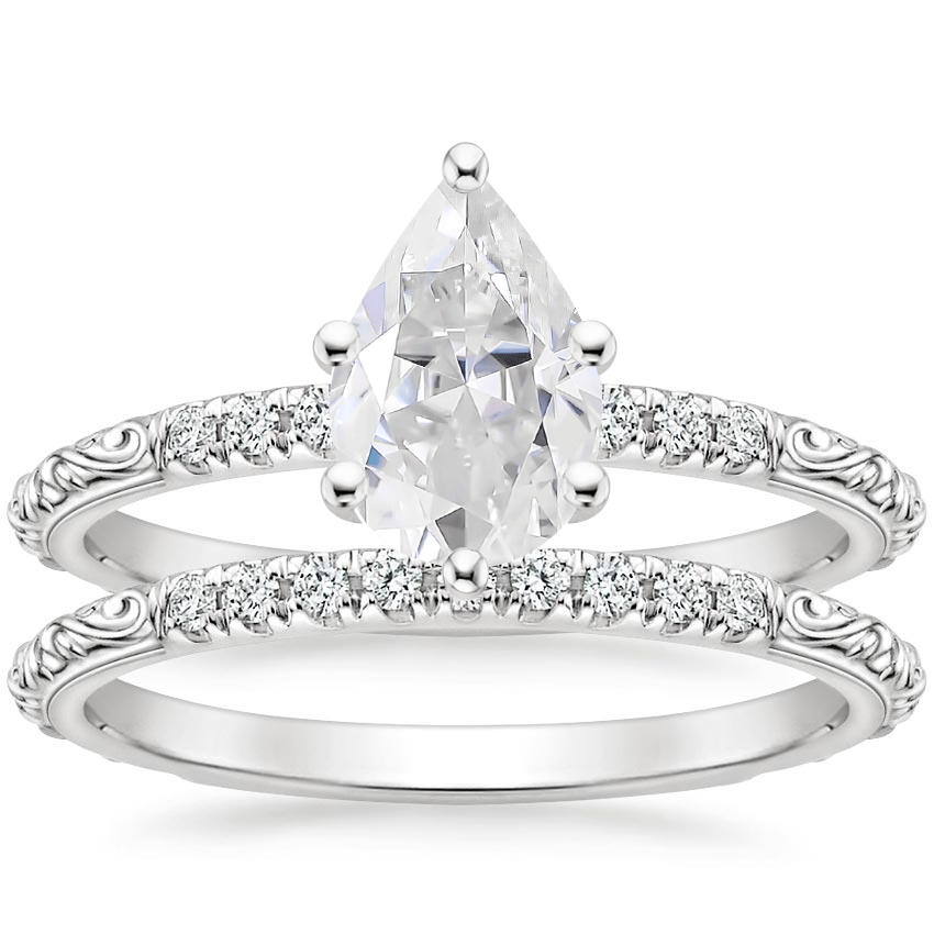 18KW Moissanite Adeline Diamond Bridal Set, top view