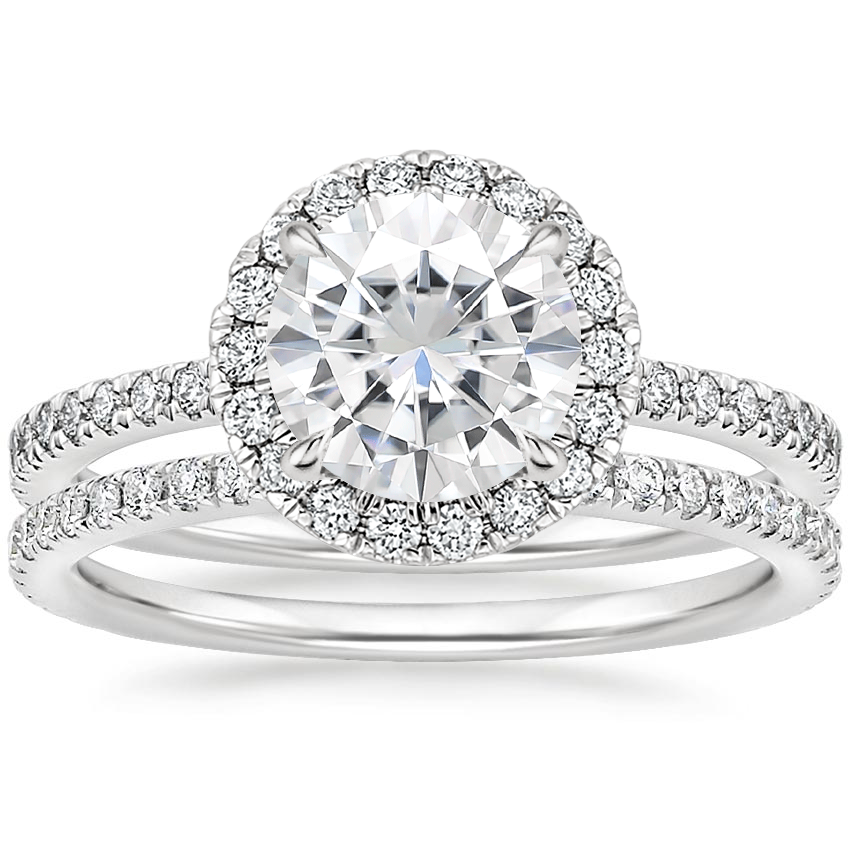 18KW Moissanite Luxe Ballad Halo Diamond Bridal Set (5/8 ct. tw.), top view