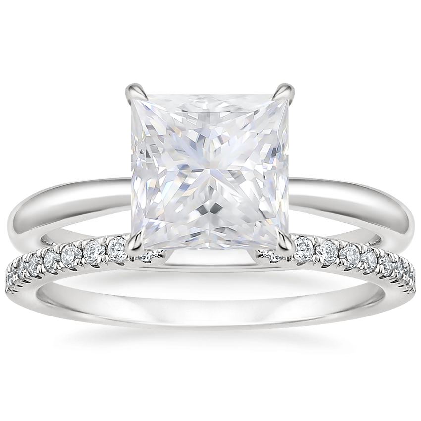 PT Moissanite Freesia Ring with Sia Diamond Open Ring, top view
