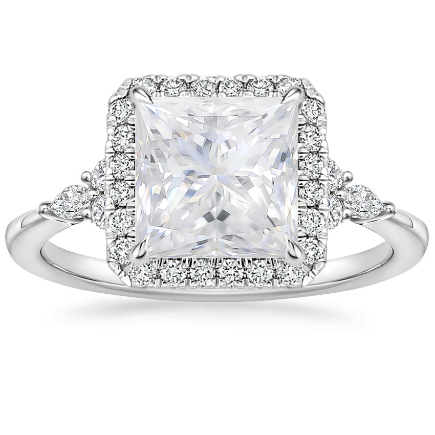 Moissanite Nadia Halo Diamond Ring (1/4 ct. tw.) in 18K White Gold