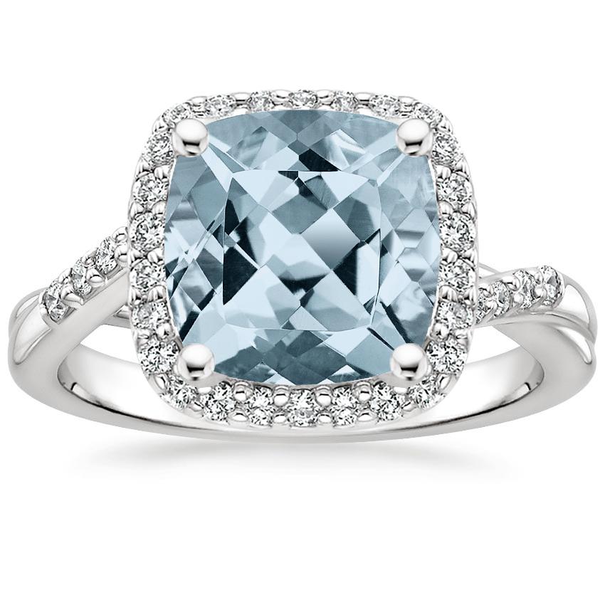 Aquamarine Chamise Halo Diamond Ring (1/5 ct. tw.) in Platinum