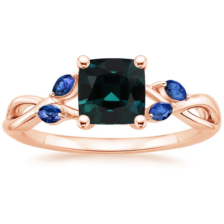 14K Rose Gold Willow Ring With Sapphire Accents, large top view