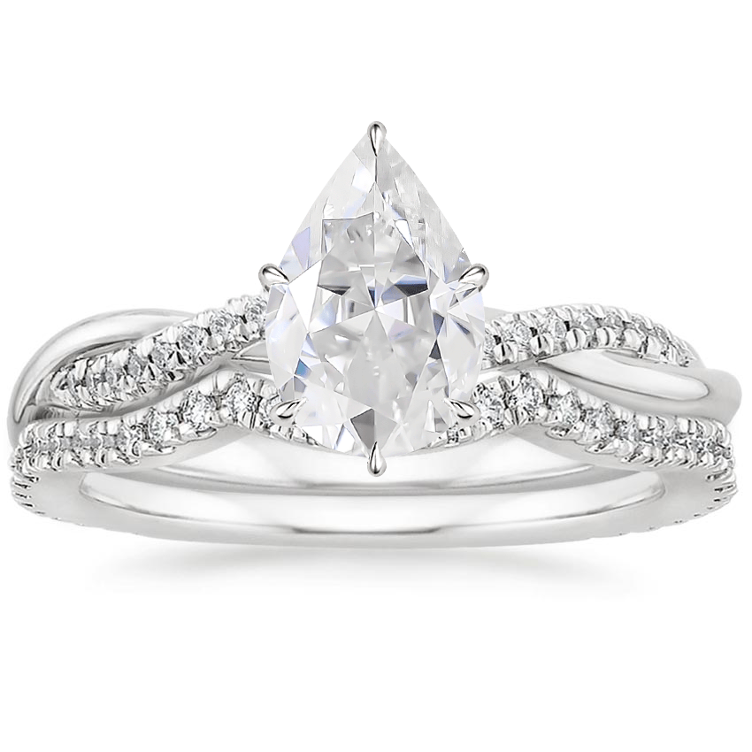PT Moissanite Petite Twisted Vine Contoured Diamond Bridal Set (1/3 ct. tw.), top view