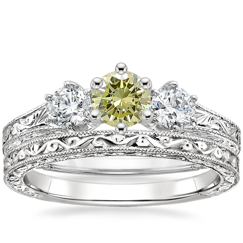 18K White Gold Three Stone Hudson Diamond Ring 1 3 ct. tw. with Hudson Ring