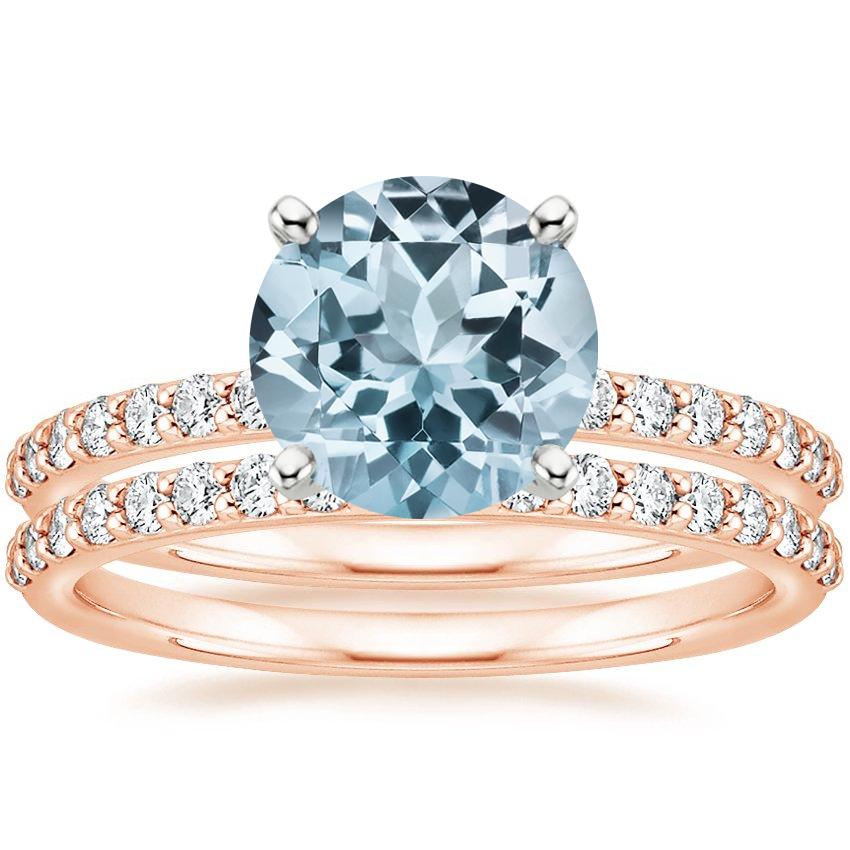 14KR Aquamarine Petite Shared Prong Bridal Set (1/2 ct. tw.), top view