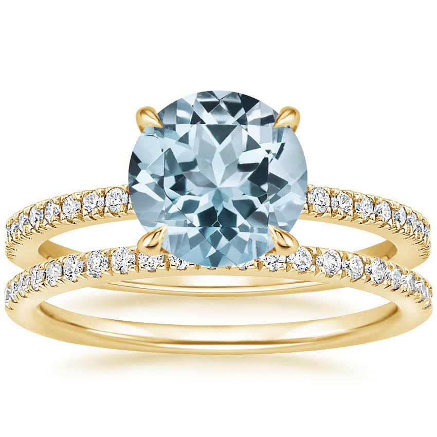 18KY Aquamarine Viviana Diamond Bridal Set (2/5 ct. tw.), top view