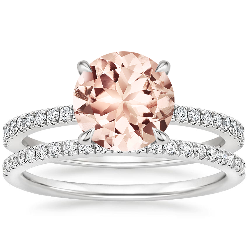18KW Morganite Viviana Diamond Bridal Set (2/5 ct. tw.), top view