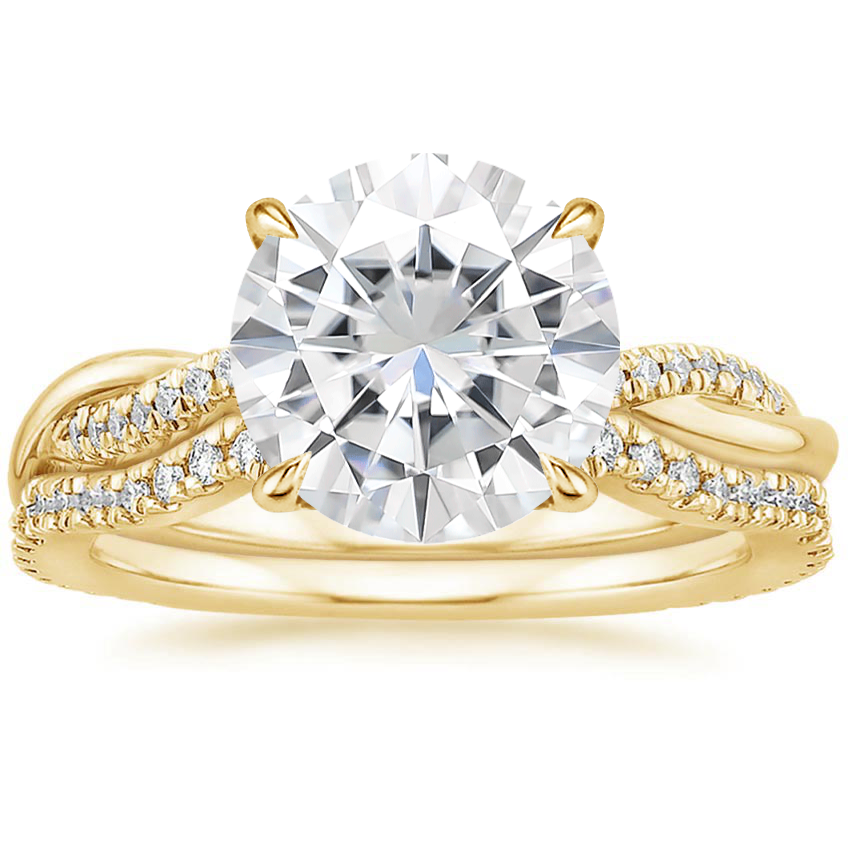 18KY Moissanite Petite Twisted Vine Contoured Diamond Bridal Set (1/3 ct. tw.), top view