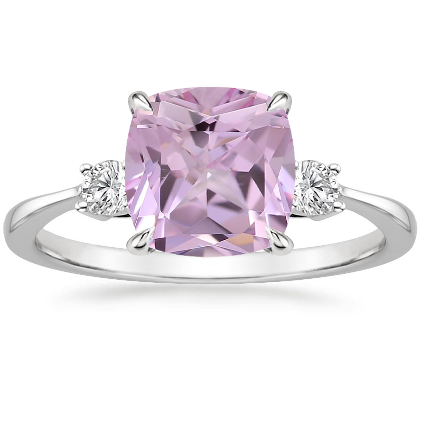 Platinum Petite Selene Three Stone Diamond Ring (1/10 ct. tw.), large top view