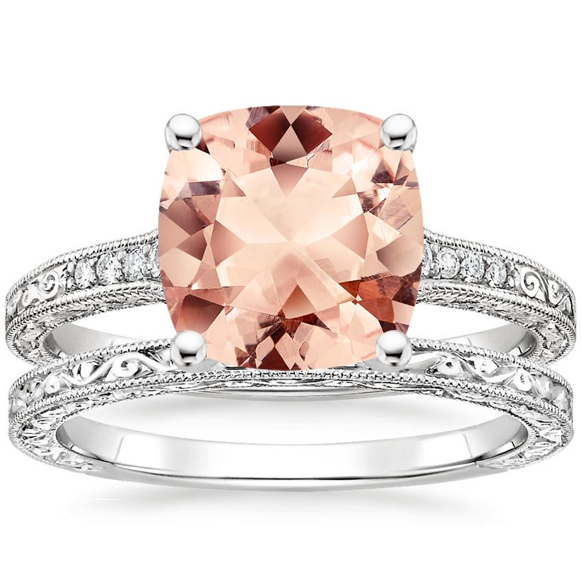 18KW Morganite Luxe Hudson Diamond Bridal Set, top view
