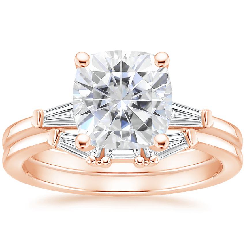 14KR Moissanite Tapered Baguette Diamond Bridal Set, top view