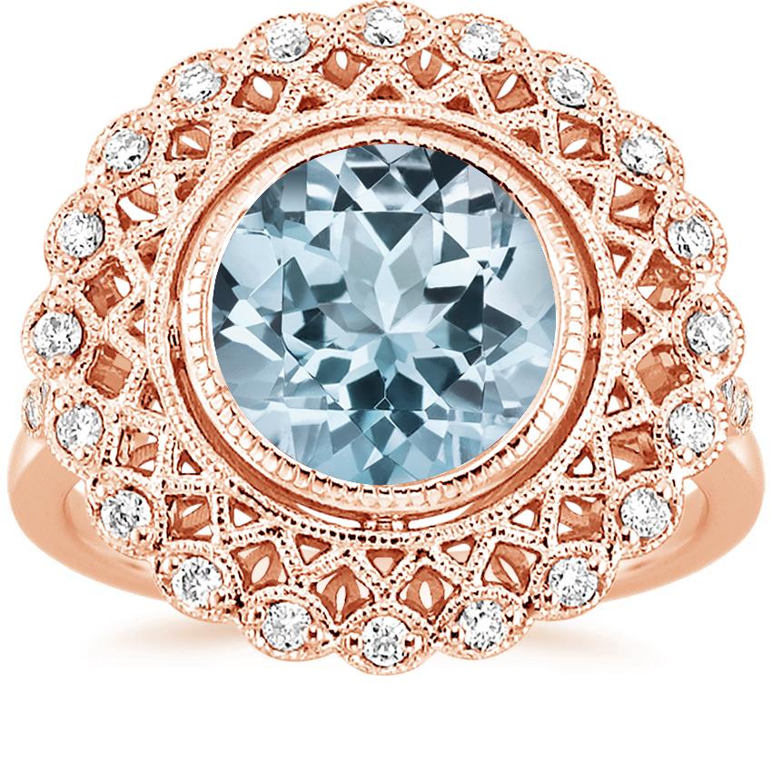 Aquamarine Alvadora Diamond Ring in 14K Rose Gold