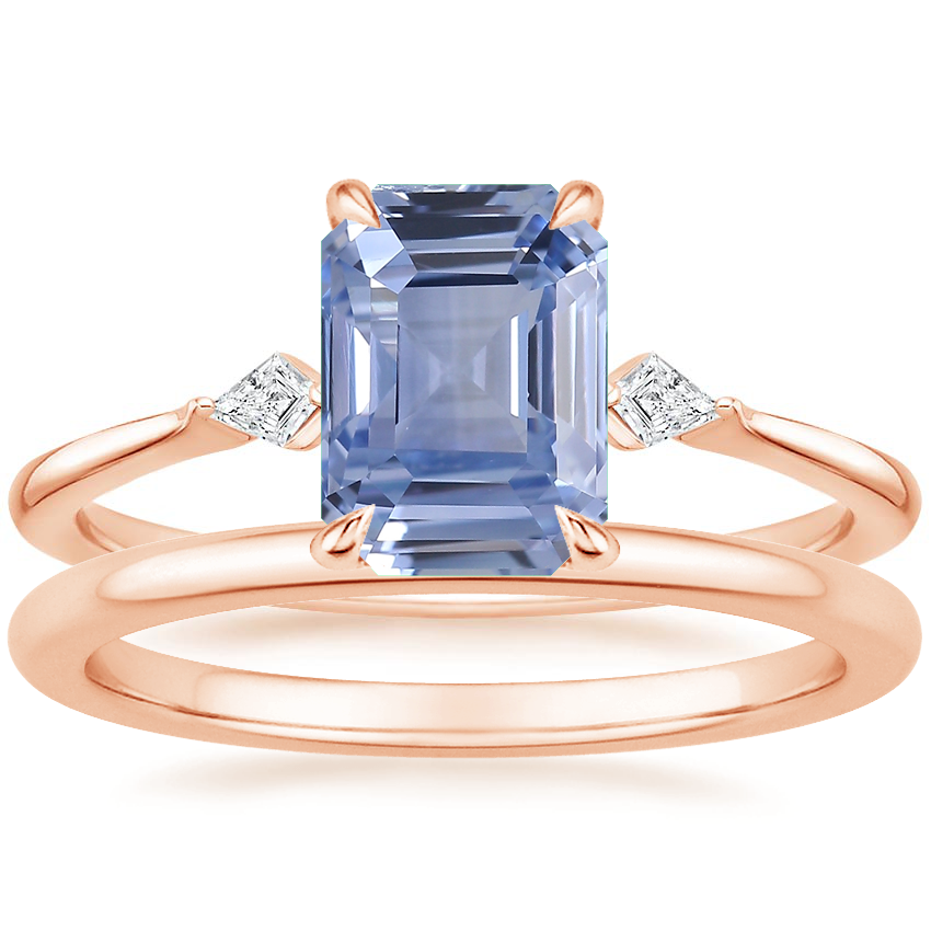 14K Rose Gold Cometa Diamond Ring with Petite Comfort Fit Wedding Ring