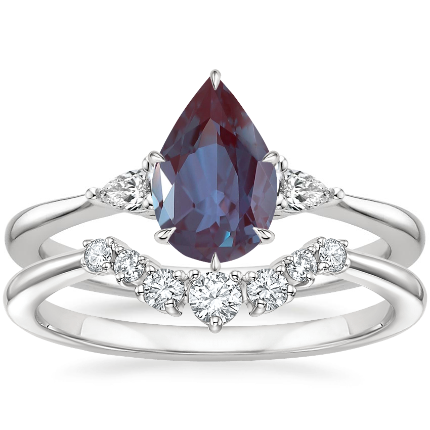 18K White Gold Aria Contoured Diamond Bridal Set