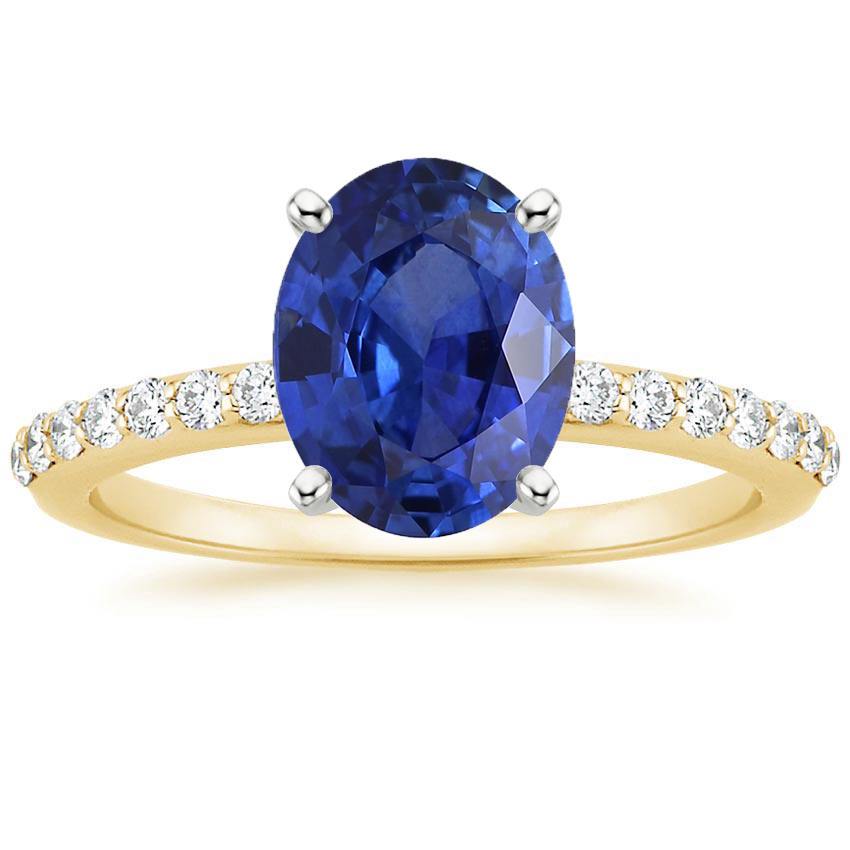 14K Yellow Gold Petite Shared Prong Half Coverage Diamond Ring, large top view