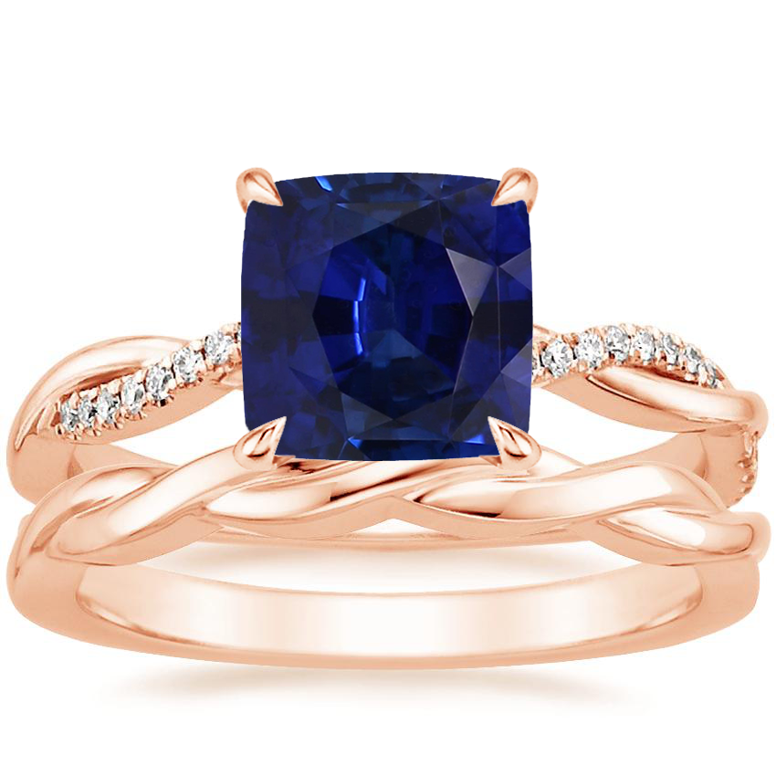 14K Rose Gold Petite Twisted Vine Diamond Ring (1/8 ct. tw.) with Twisted Vine Ring