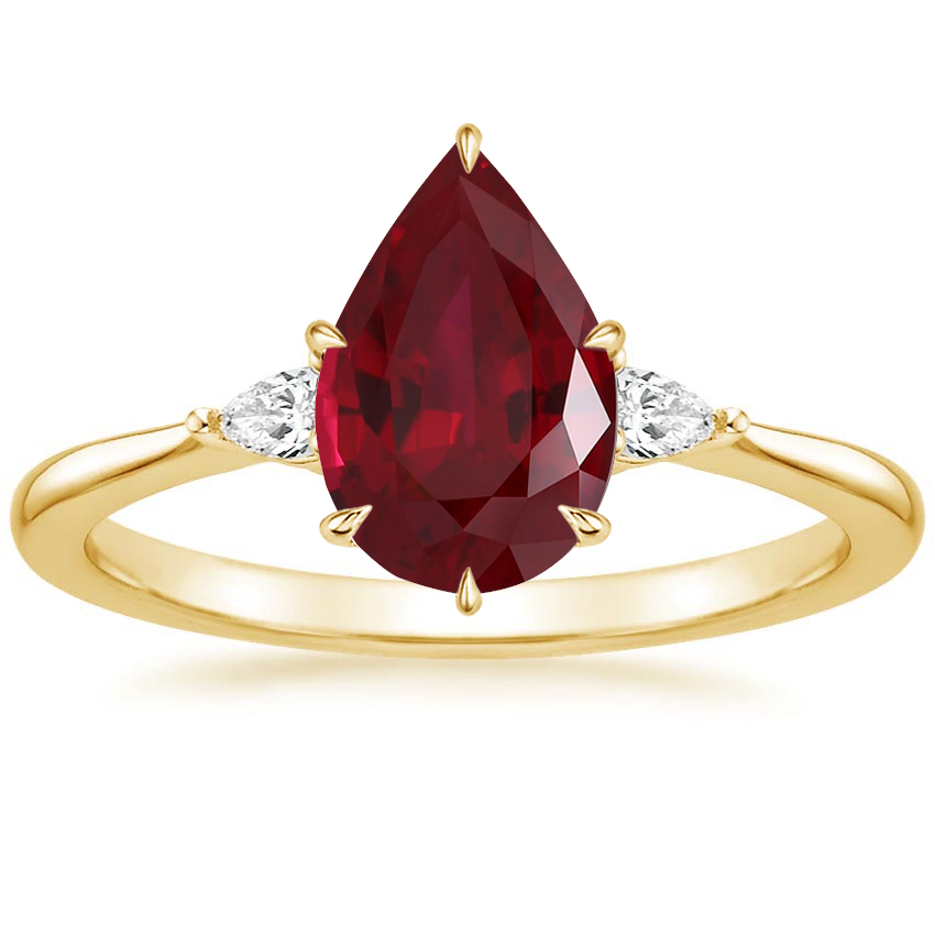 18K Yellow Gold Aria Three Stone Diamond Ring (1/10 ct. tw.), large top view