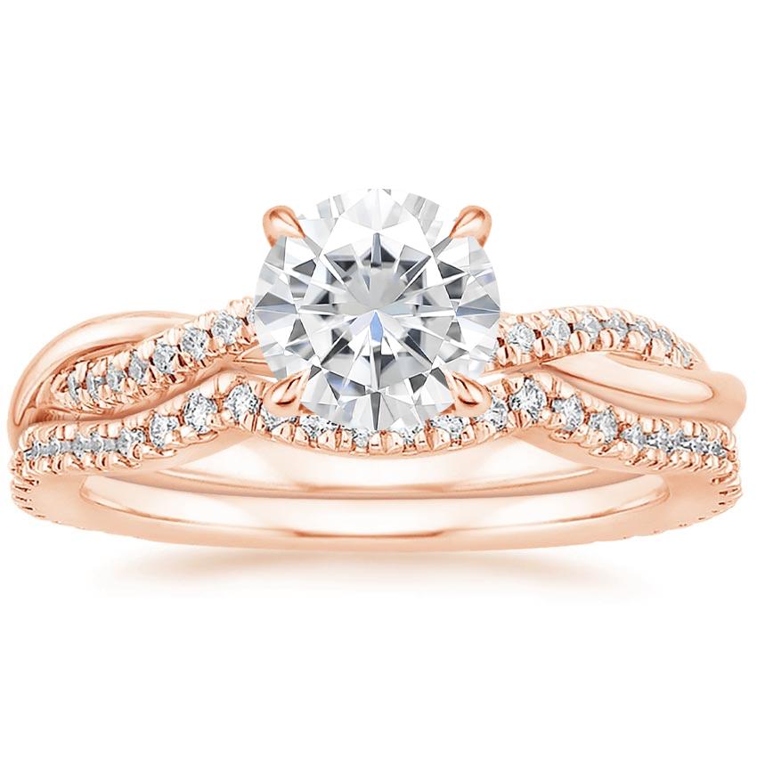 14KR Moissanite Petite Twisted Vine Contoured Diamond Bridal Set (1/3 ct. tw.), top view