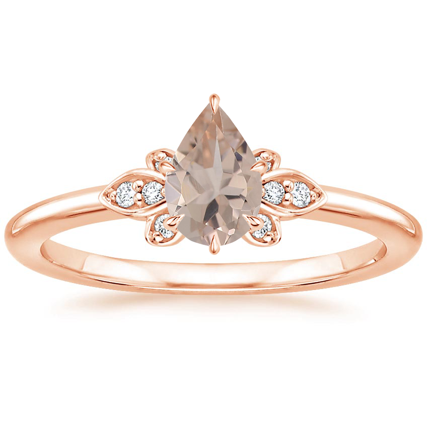 14K Rose Gold Fiore Diamond Ring, large top view