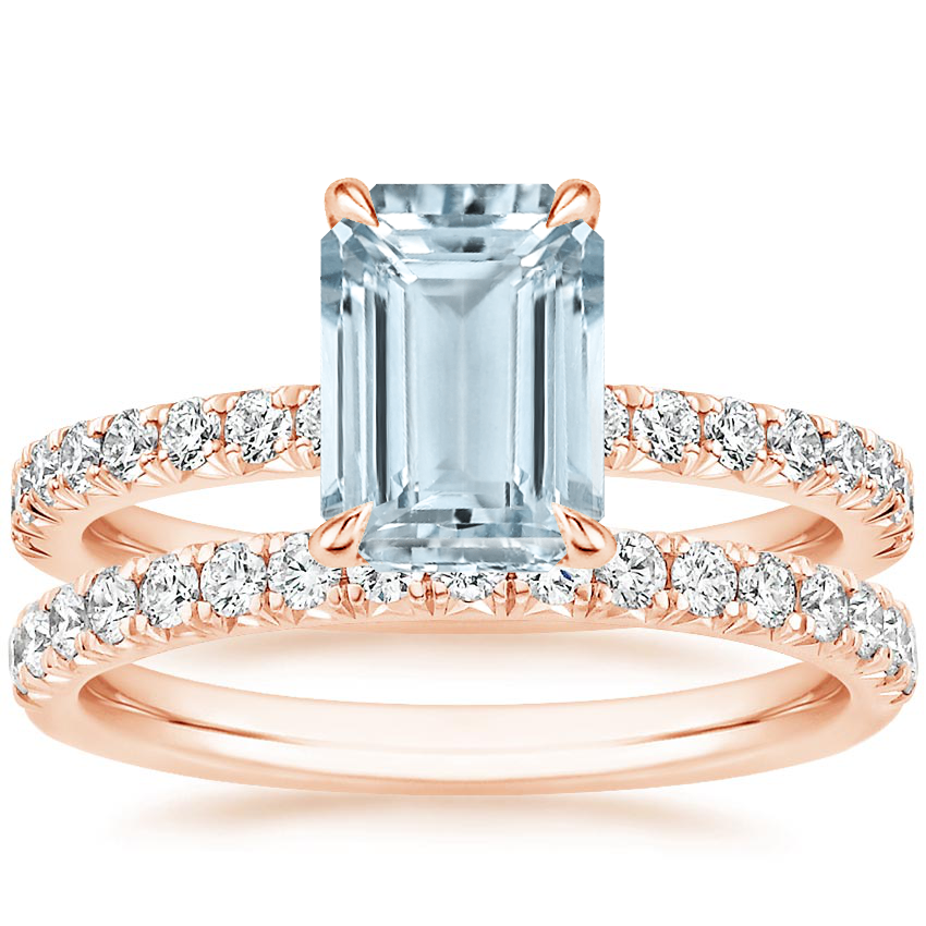 14KR Aquamarine Amelie Diamond Bridal Set, top view