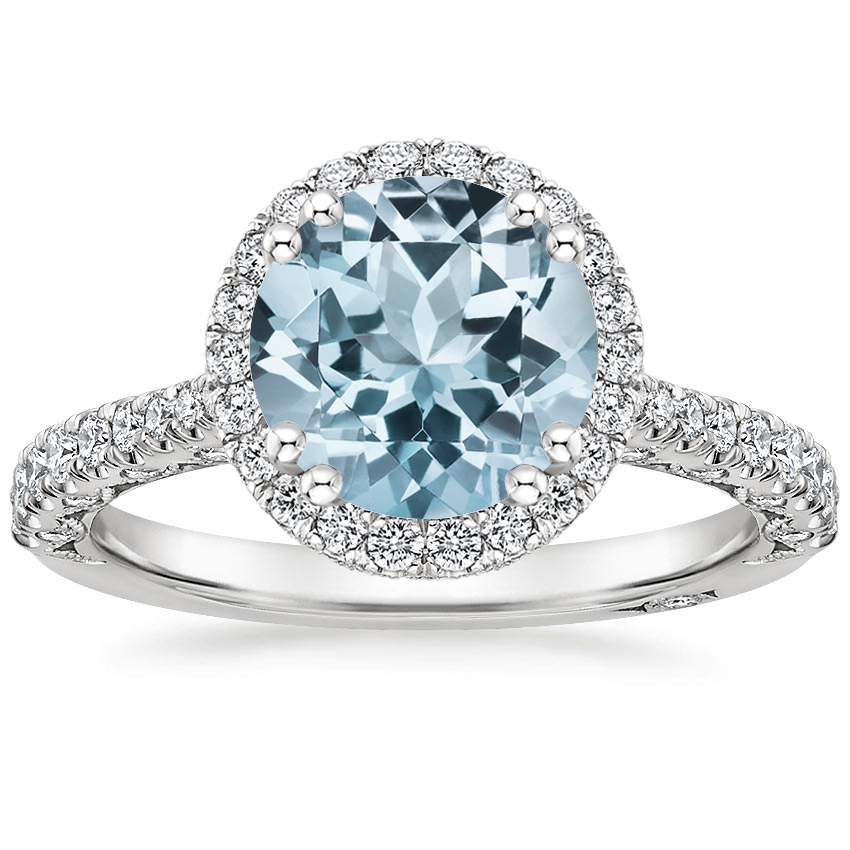 Aquamarine Tacori Petite Crescent Bloom Diamond Ring in 18K White Gold