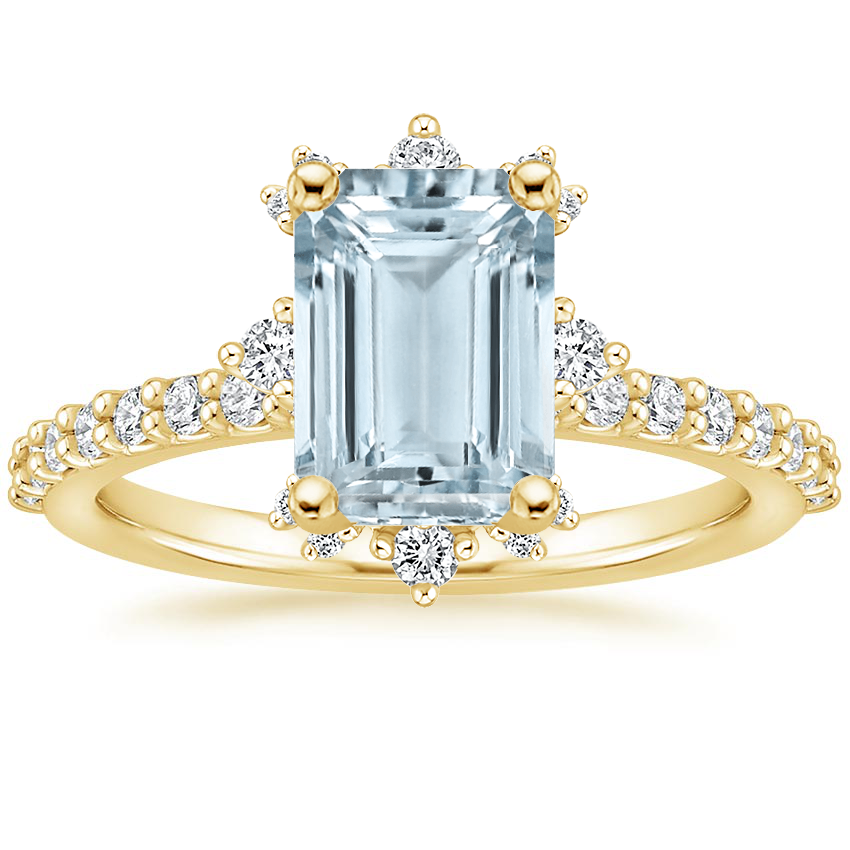 Yellow Gold Aquamarine Arabella Diamond Ring (1/3 ct. tw.)
