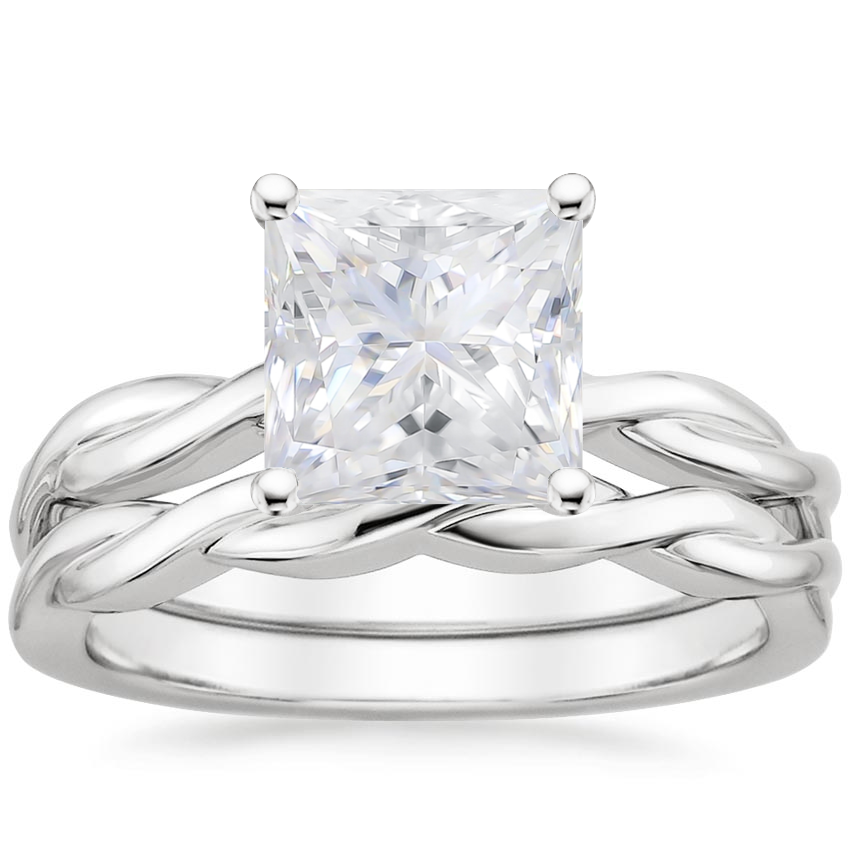 18KW Moissanite Twisted Vine Bridal Set, top view