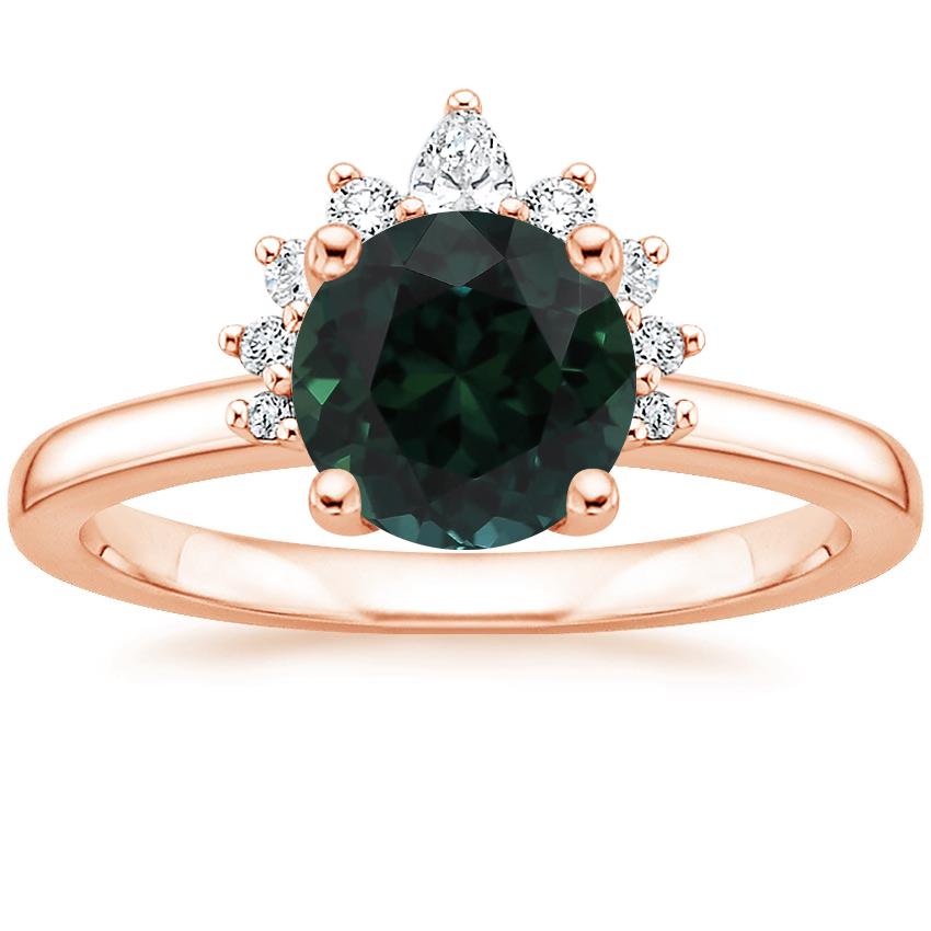 14K Rose Gold Crescent Diamond Ring, large top view