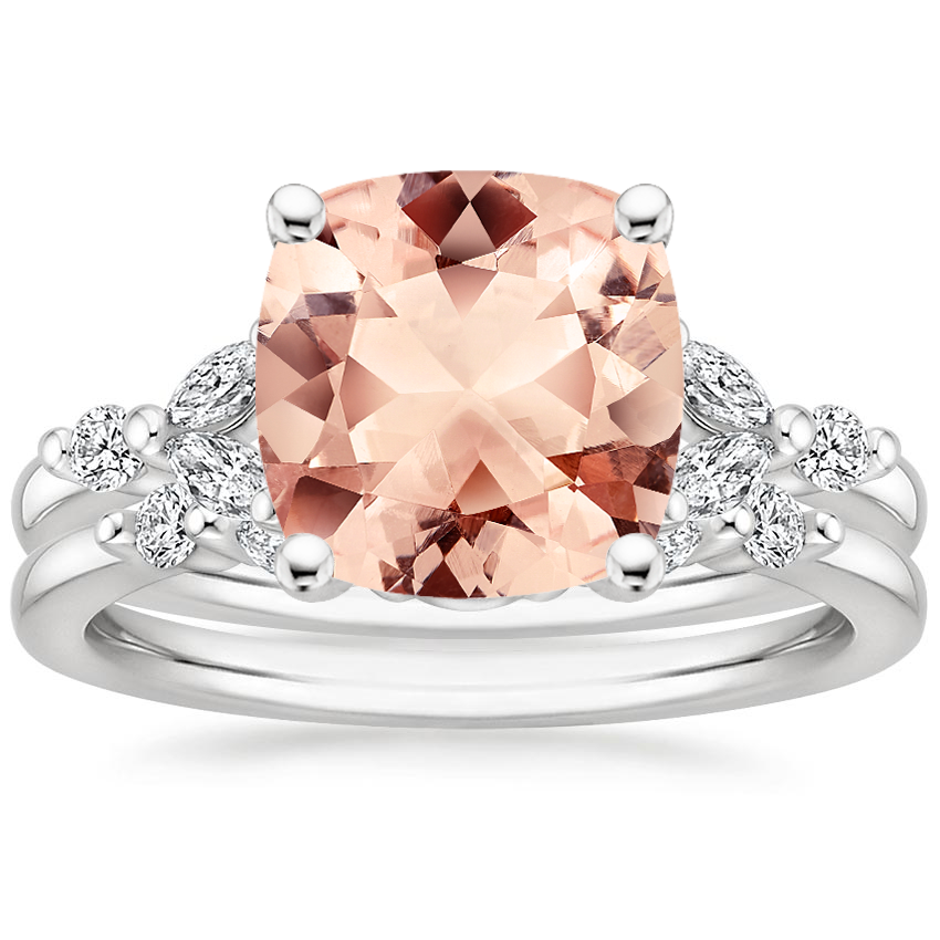 18KW Morganite Verbena Diamond Bridal Set (1/4 ct. tw.), top view