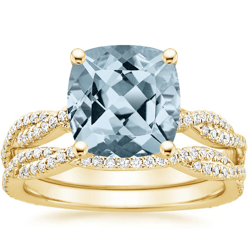 18KY Aquamarine Petite Luxe Twisted Vine Bridal Set (1/2 ct. tw.), top view