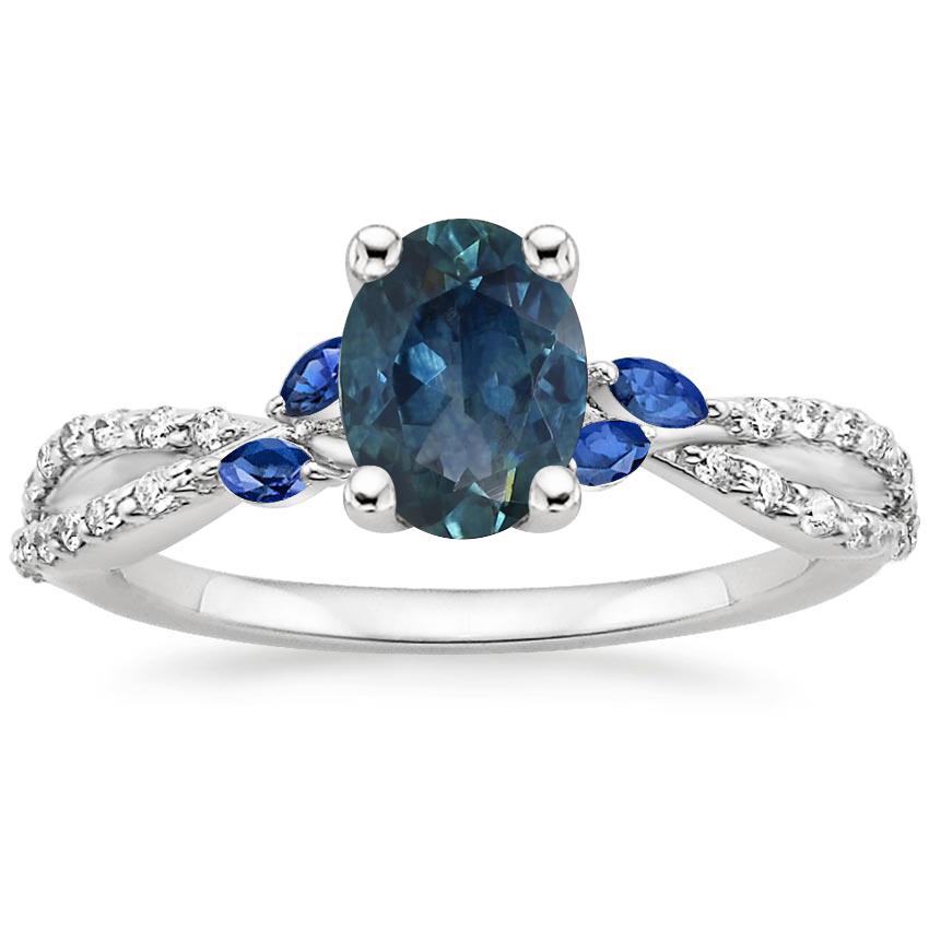 Platinum Luxe Willow Sapphire and Diamond Ring (1/8 ct. tw.), large top view