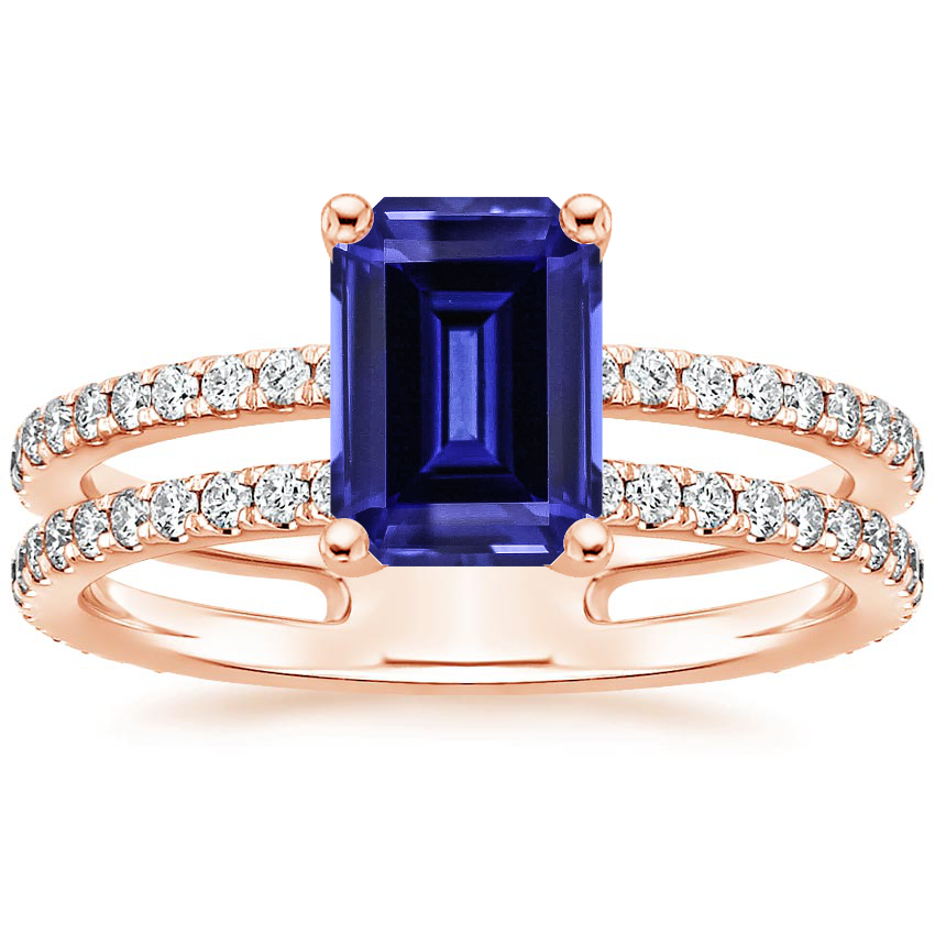 Lab Created Sapphire Linnia Diamond Ring (1/2 ct. tw.) in 14K Rose Gold