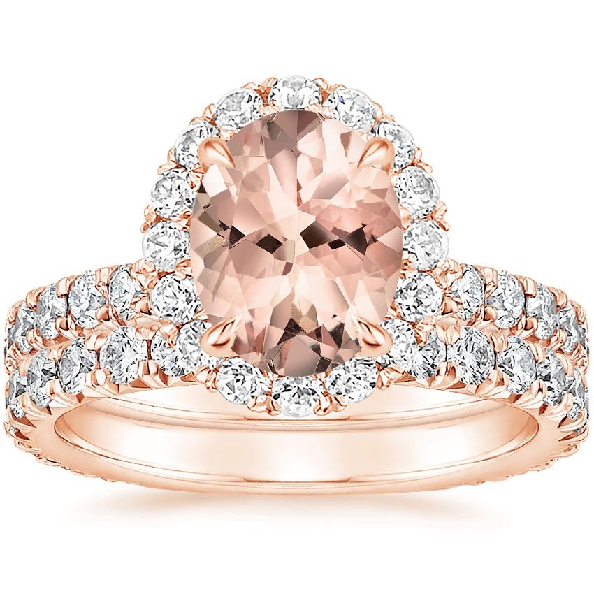 14KR Morganite Estelle Diamond Bridal Set (1 1/3 ct. tw.), top view