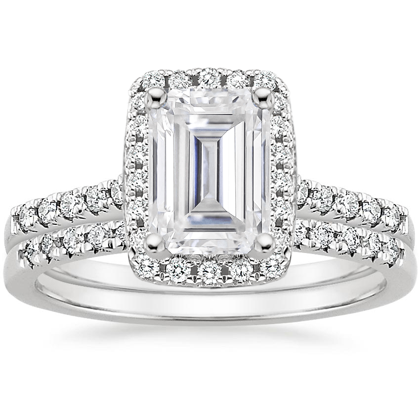 PT Moissanite Odessa Diamond Ring (1/5 ct. tw.) with Sonora Diamond Ring (1/8 ct. tw.), top view