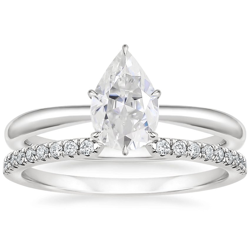 PT Moissanite Freesia Ring with Sia Diamond Open Ring, top view