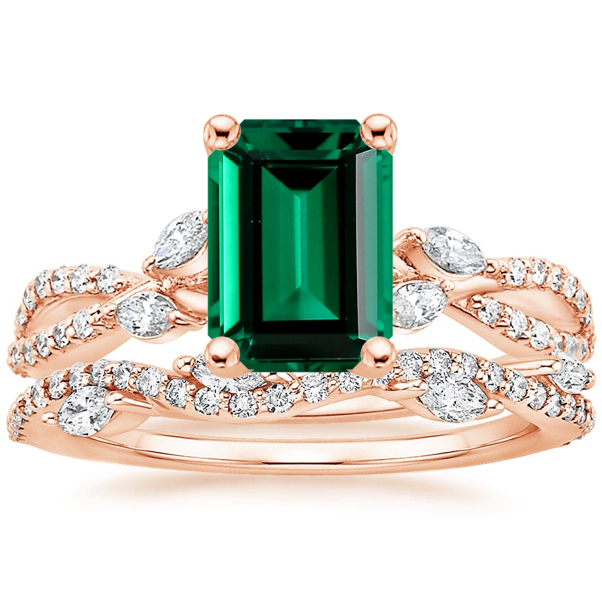 14K Rose Gold Luxe Willow Diamond Ring (1/4 ct. tw.) with Luxe Winding Willow Diamond Ring (1/4 ct. tw.)