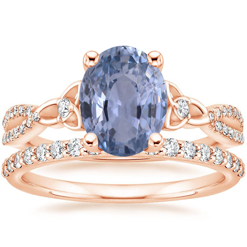 14K Rose Gold Luxe Entwined Celtic Love Knot Diamond Ring with Petite Shared Prong Diamond Ring (1/4 ct. tw.)